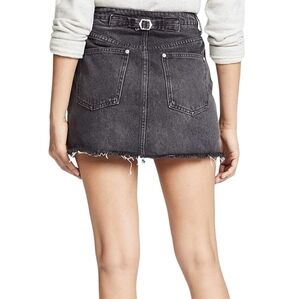 Free People We The Free Rugged A-Line Button Fly Denim Skirt Washed Black 25.